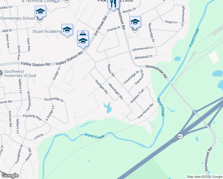 map of restaurants, bars, coffee shops, grocery stores, and more near 10310 Moonlight Way in Louisville