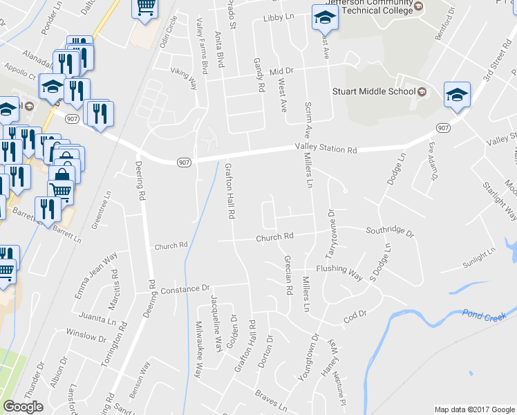 map of restaurants, bars, coffee shops, grocery stores, and more near 4818 Greenvale Circle in Louisville