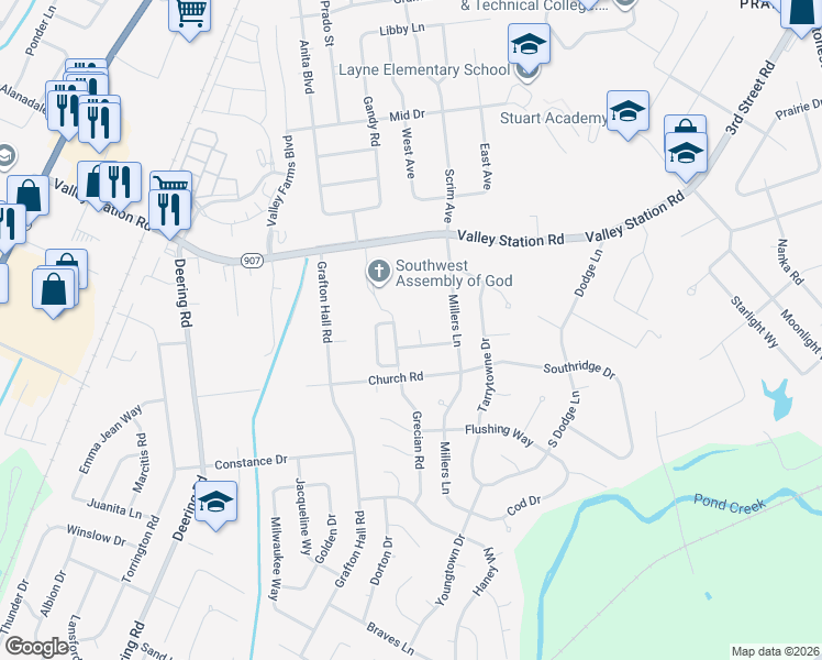 map of restaurants, bars, coffee shops, grocery stores, and more near 10504 Wake Court in Louisville