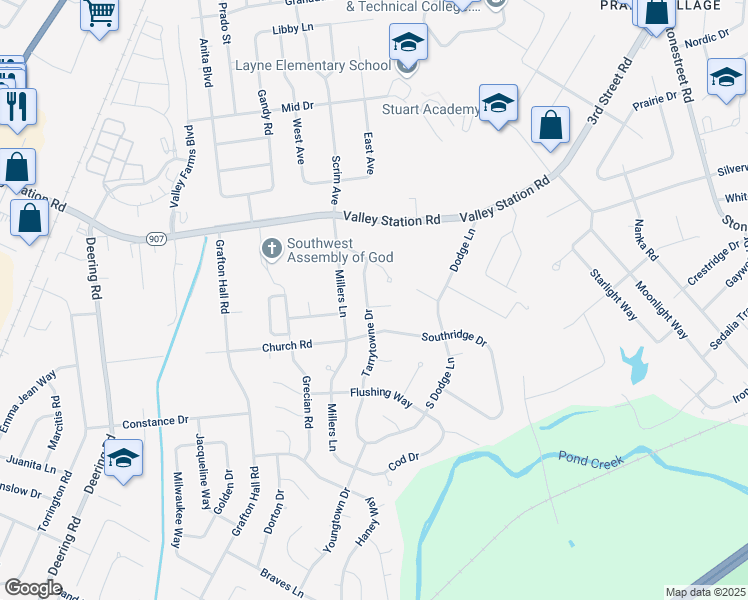map of restaurants, bars, coffee shops, grocery stores, and more near 4507 Paducah Court in Louisville