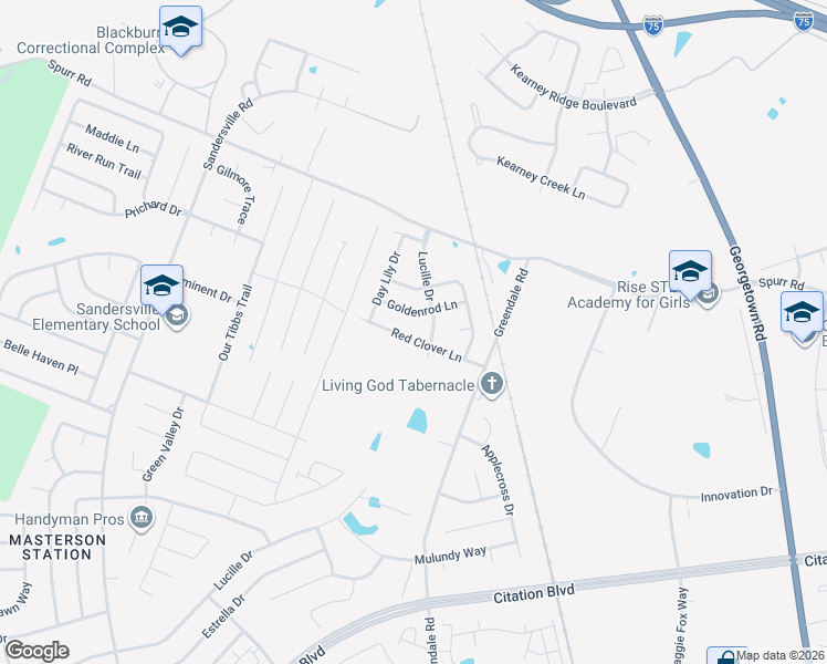 map of restaurants, bars, coffee shops, grocery stores, and more near 2773 Red Clover Lane in Lexington