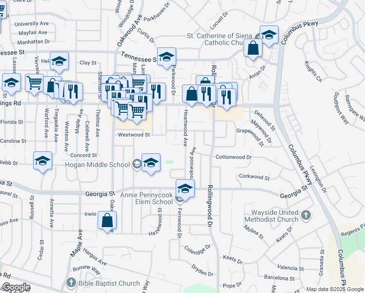 map of restaurants, bars, coffee shops, grocery stores, and more near 915 Heartwood Avenue in Vallejo