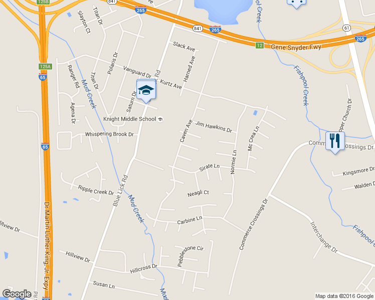 map of restaurants, bars, coffee shops, grocery stores, and more near 4104 Caven Ct in Louisville