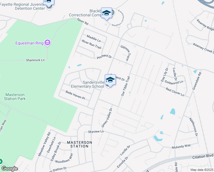 map of restaurants, bars, coffee shops, grocery stores, and more near 3025 Sandersville Road in Lexington