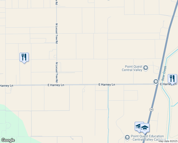 map of restaurants, bars, coffee shops, grocery stores, and more near 10209 East Harney Lane in Lodi