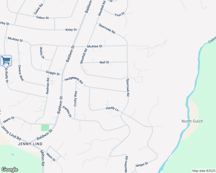 map of restaurants, bars, coffee shops, grocery stores, and more near 8351 Hedgepeth Road in Valley Springs