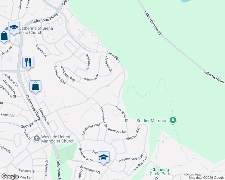 map of restaurants, bars, coffee shops, grocery stores, and more near 5059 Georgia Street in Vallejo