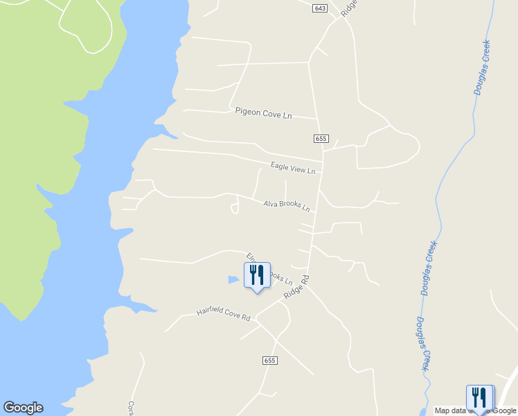 map of restaurants, bars, coffee shops, grocery stores, and more near 13404 Alva Brooks Lane in Spotsylvania