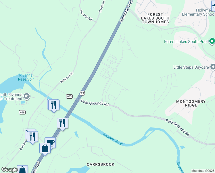 map of restaurants, bars, coffee shops, grocery stores, and more near 622b Archer Avenue in Charlottesville