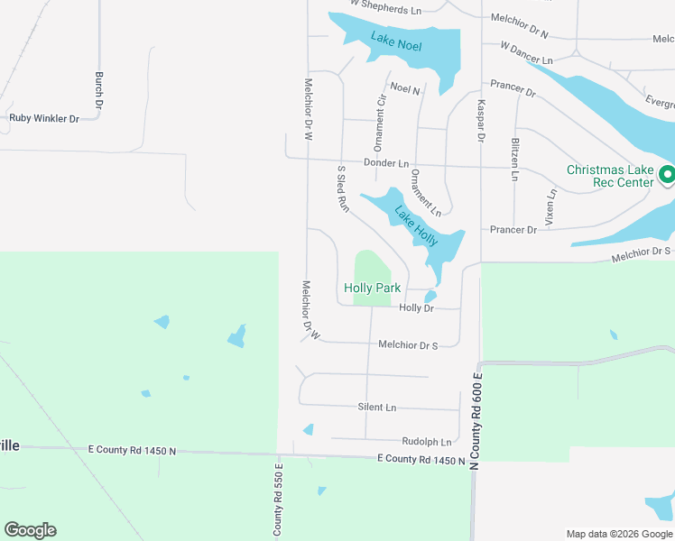 map of restaurants, bars, coffee shops, grocery stores, and more near West Holly Drive in Santa Claus