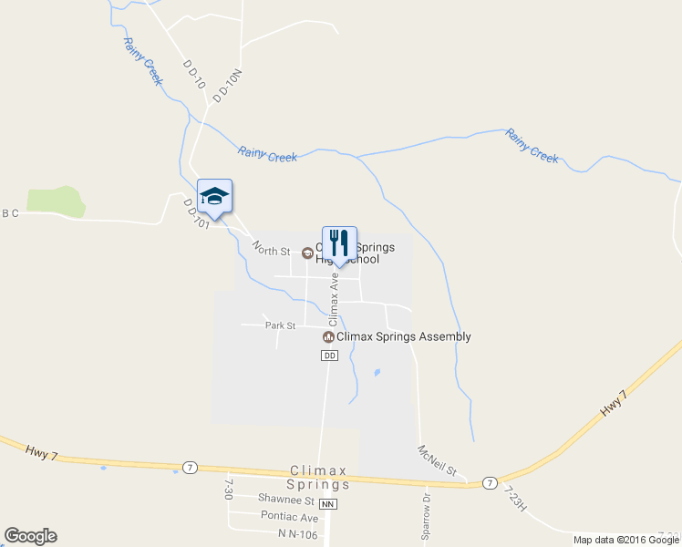 map of restaurants, bars, coffee shops, grocery stores, and more near in Climax Springs