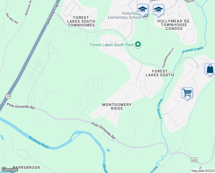 map of restaurants, bars, coffee shops, grocery stores, and more near 2576 Montgomery Ridge Rd in Charlottesville