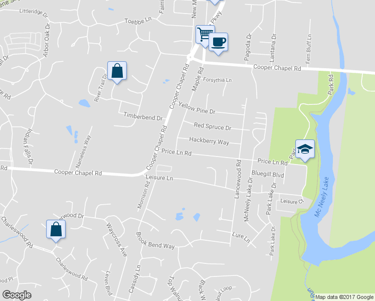 map of restaurants, bars, coffee shops, grocery stores, and more near 6207 Price Lane Road in Louisville