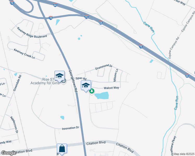 map of restaurants, bars, coffee shops, grocery stores, and more near 2572 Moray Place in Lexington