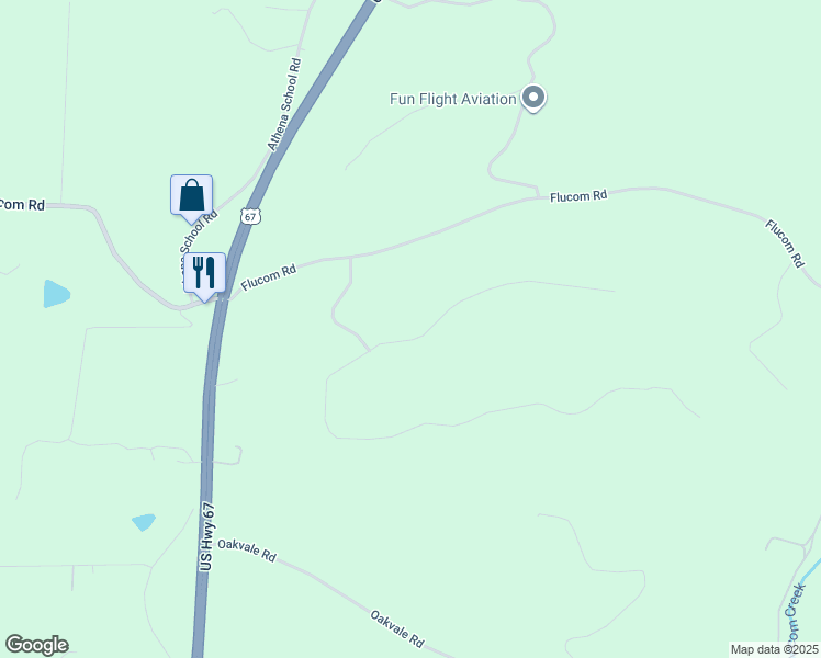 map of restaurants, bars, coffee shops, grocery stores, and more near 3045 Thompson Road in De Soto