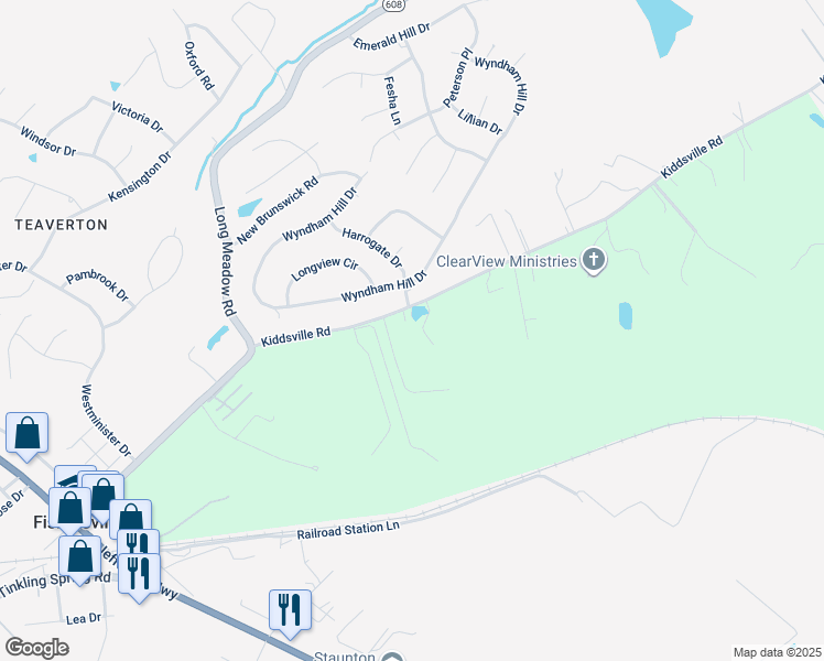 map of restaurants, bars, coffee shops, grocery stores, and more near 157 Kiddsville Road in Fishersville
