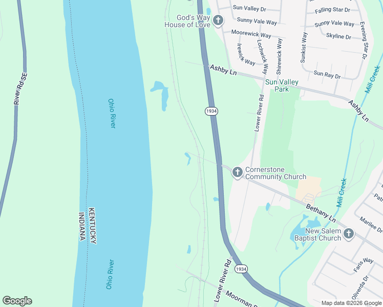 map of restaurants, bars, coffee shops, grocery stores, and more near 6814 Bethany Lane in Louisville