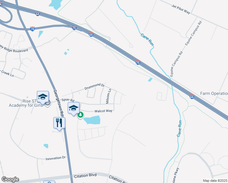 map of restaurants, bars, coffee shops, grocery stores, and more near 2001 Drummond Drive in Lexington