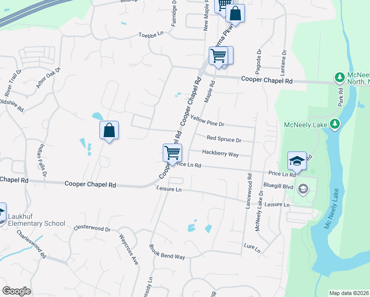 map of restaurants, bars, coffee shops, grocery stores, and more near 6100 Cooper Chapel Road in Louisville