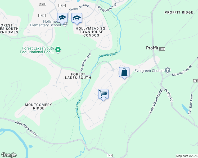 map of restaurants, bars, coffee shops, grocery stores, and more near 2815 Stratford Glen Way in Charlottesville