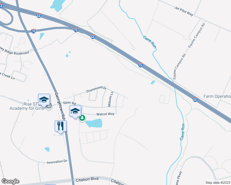 map of restaurants, bars, coffee shops, grocery stores, and more near 2001 Drummond Drive in Lexington
