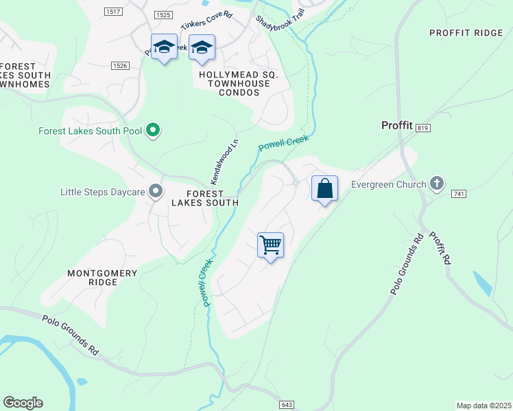 map of restaurants, bars, coffee shops, grocery stores, and more near 2815 Stratford Glen Way in Charlottesville