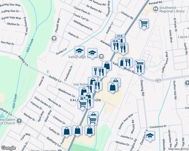 map of restaurants, bars, coffee shops, grocery stores, and more near 10304 Dixie Highway in Louisville