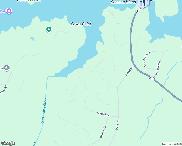 map of restaurants, bars, coffee shops, grocery stores, and more near 275 Bailey Drive in Louisa
