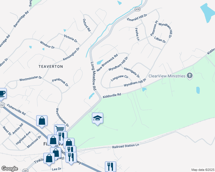 map of restaurants, bars, coffee shops, grocery stores, and more near 180 Wyndham Hill Drive in Fishersville
