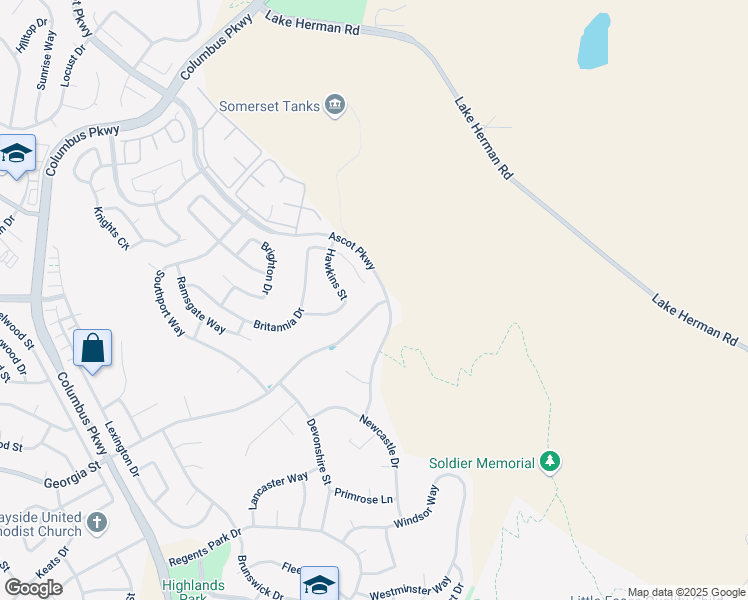 map of restaurants, bars, coffee shops, grocery stores, and more near 5088 Georgia Street in Vallejo