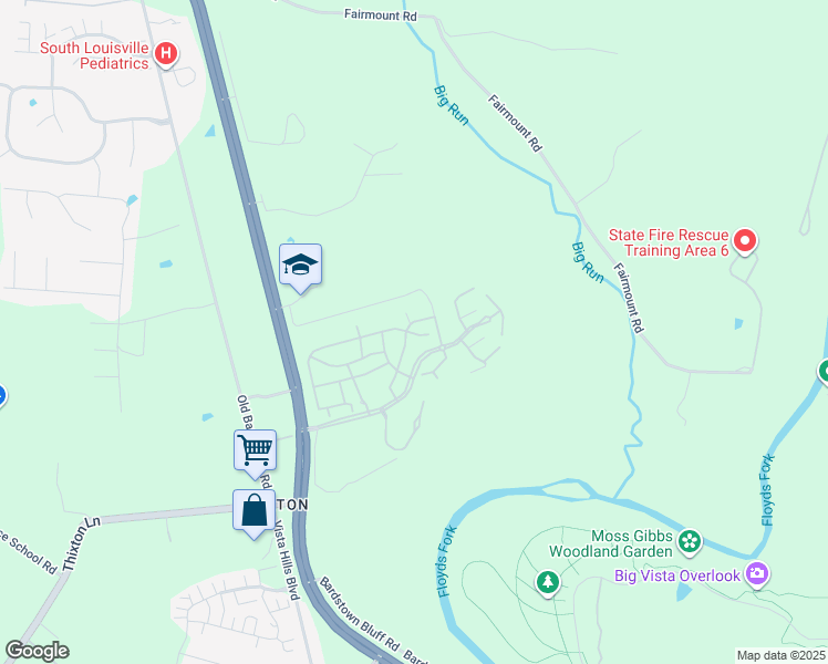 map of restaurants, bars, coffee shops, grocery stores, and more near 9200 Meadow Valley Lane in Louisville