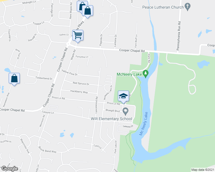 map of restaurants, bars, coffee shops, grocery stores, and more near 6601 Price Lane Road in Louisville