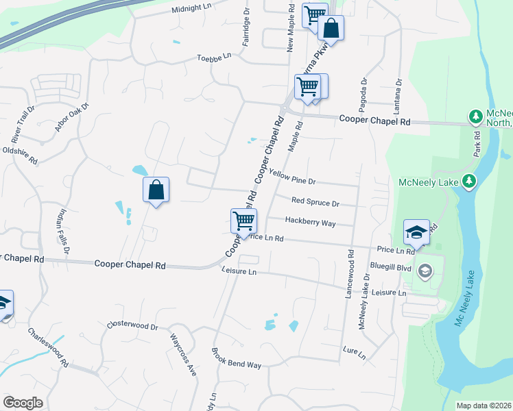 map of restaurants, bars, coffee shops, grocery stores, and more near 6100 Cooper Chapel Rd in Louisville