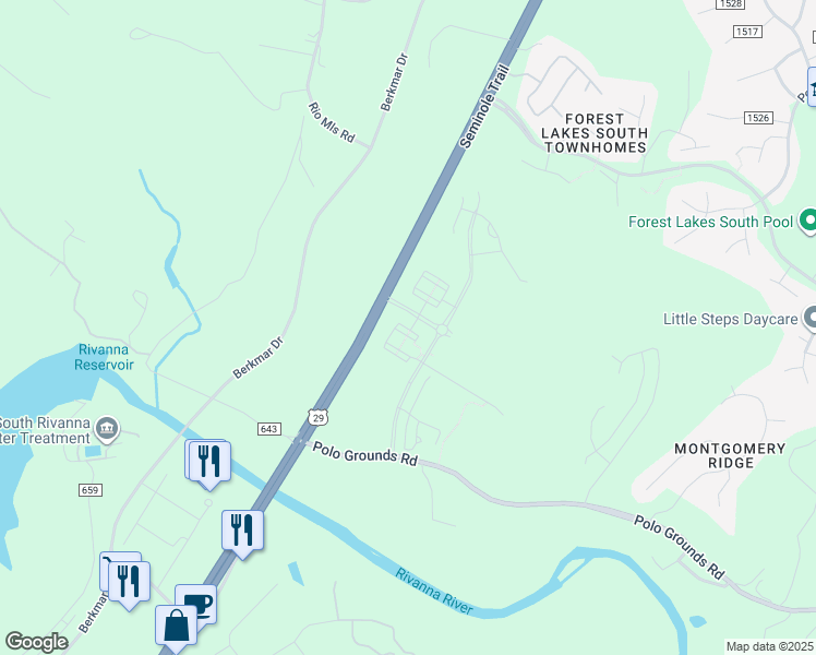 map of restaurants, bars, coffee shops, grocery stores, and more near 2575 U.S. 29 in Charlottesville