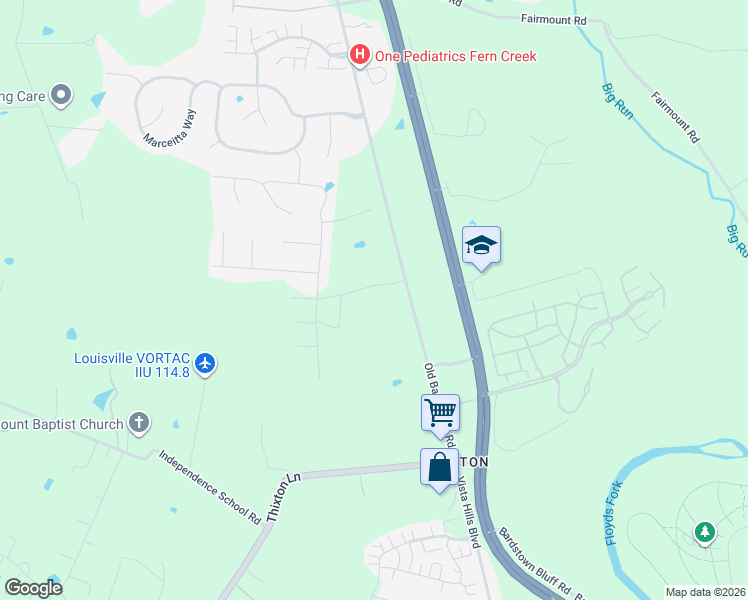 map of restaurants, bars, coffee shops, grocery stores, and more near 9300 Old Bardstown Road in Louisville