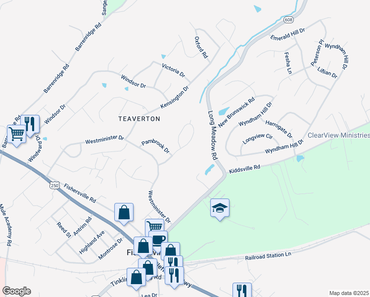 map of restaurants, bars, coffee shops, grocery stores, and more near 77 Joy Lane in Fishersville