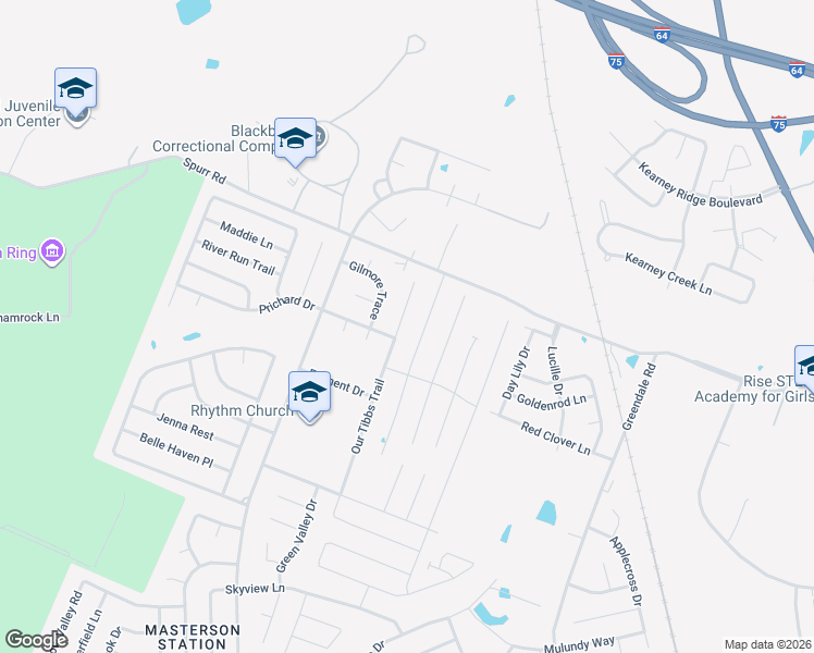 map of restaurants, bars, coffee shops, grocery stores, and more near 3044 Our Tibbs Trail in Lexington