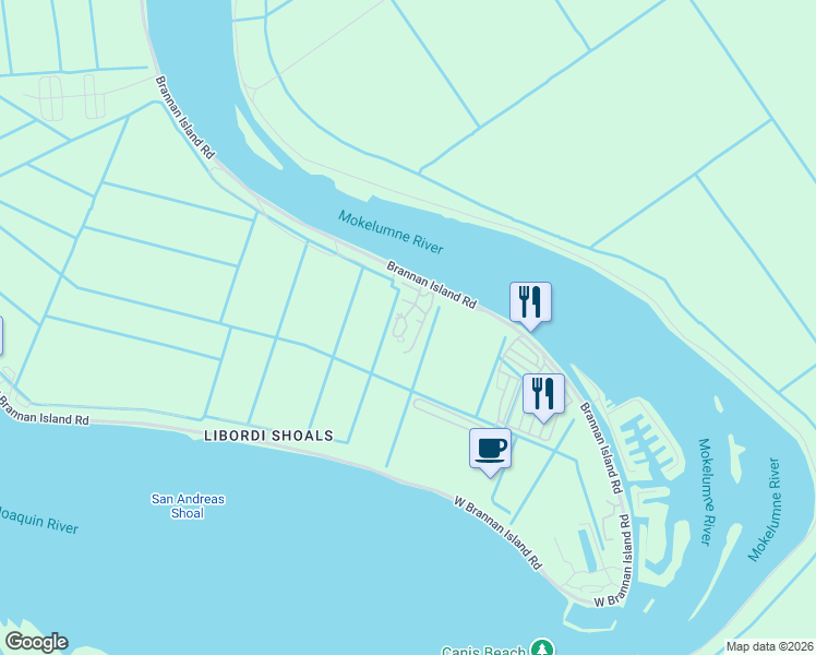 map of restaurants, bars, coffee shops, grocery stores, and more near 395 Brannan Island Road in Isleton
