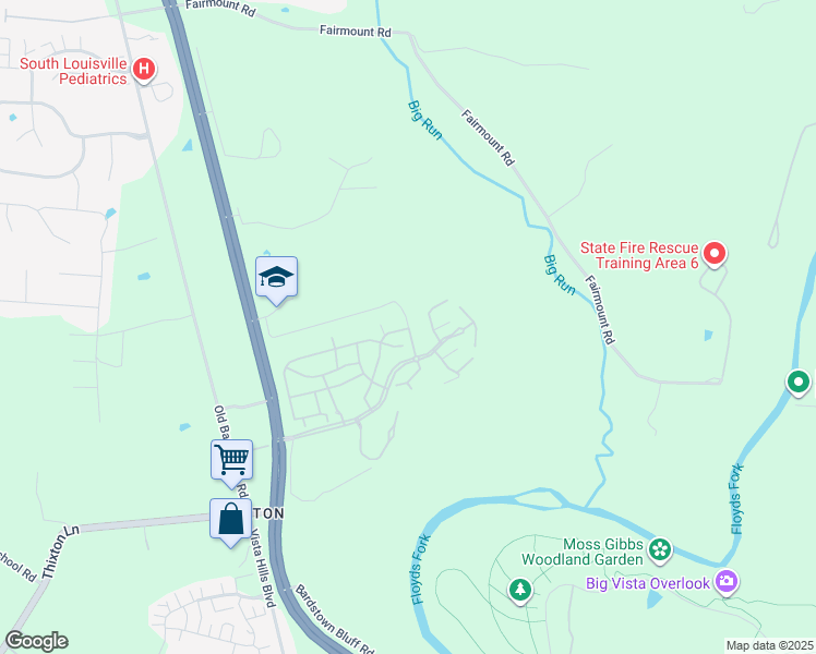 map of restaurants, bars, coffee shops, grocery stores, and more near 10199 Deer Vista Drive in Louisville