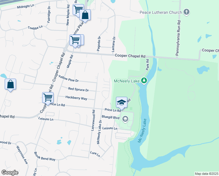 map of restaurants, bars, coffee shops, grocery stores, and more near 6601 Price Lane Road in Louisville