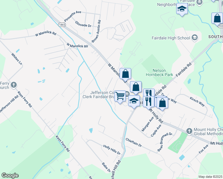 map of restaurants, bars, coffee shops, grocery stores, and more near 311 Starlet Court in Louisville