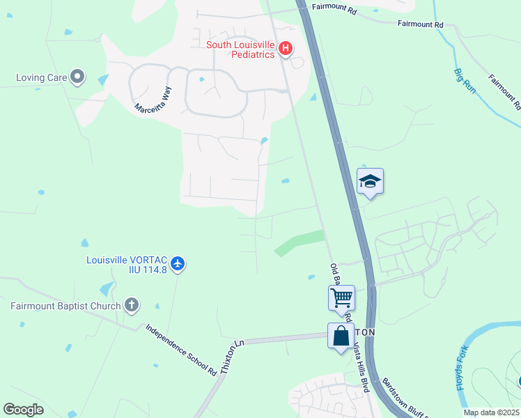 map of restaurants, bars, coffee shops, grocery stores, and more near 11203 Kaufman Farm Drive in Louisville