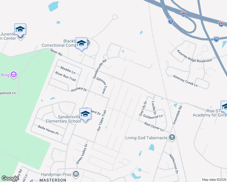 map of restaurants, bars, coffee shops, grocery stores, and more near 3037 Our Tibbs Trail in Lexington
