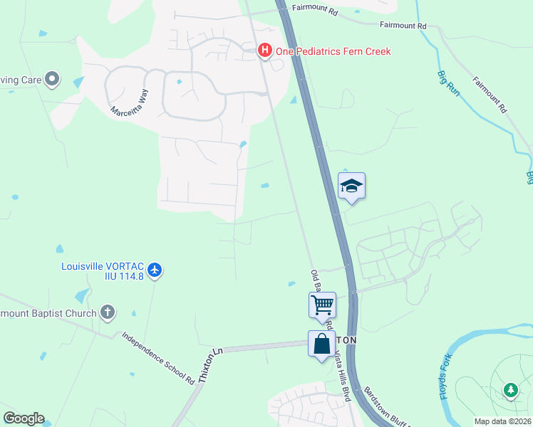 map of restaurants, bars, coffee shops, grocery stores, and more near 9300 Old Bardstown Road in Louisville