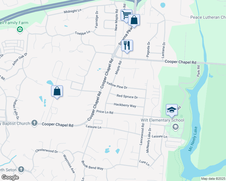 map of restaurants, bars, coffee shops, grocery stores, and more near 9605 Maple Road in Louisville