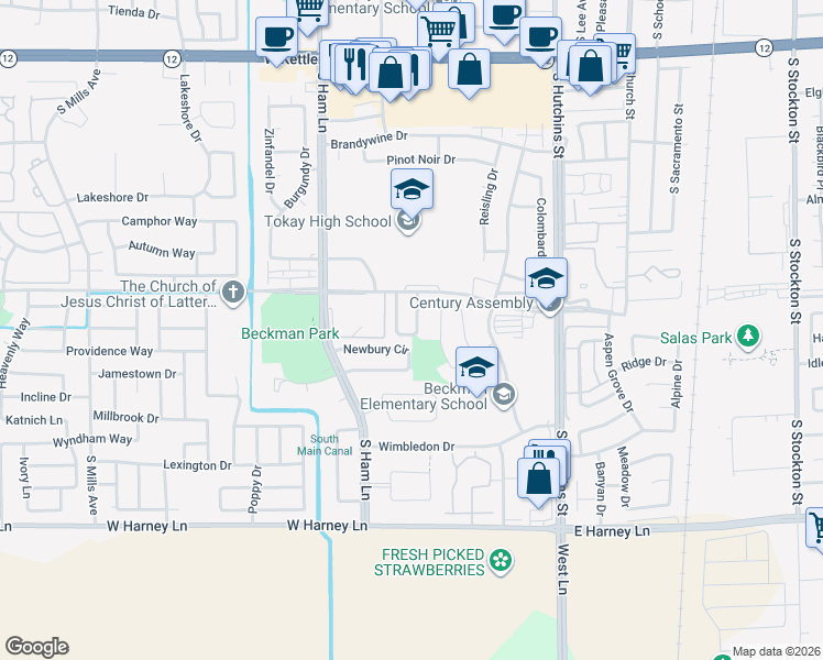 map of restaurants, bars, coffee shops, grocery stores, and more near 1016 Dartmoor Circle in Lodi