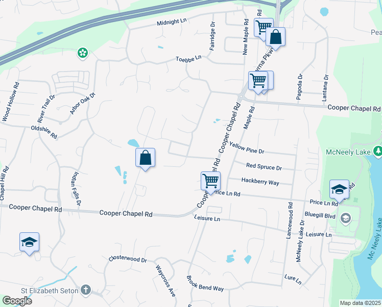 map of restaurants, bars, coffee shops, grocery stores, and more near 10515 Irvin Pines Drive in Louisville
