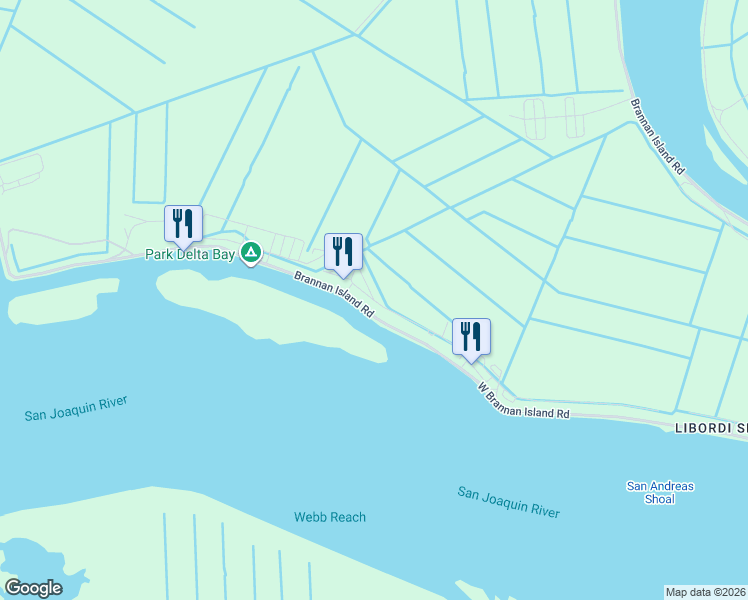 map of restaurants, bars, coffee shops, grocery stores, and more near Catfish Row in Isleton