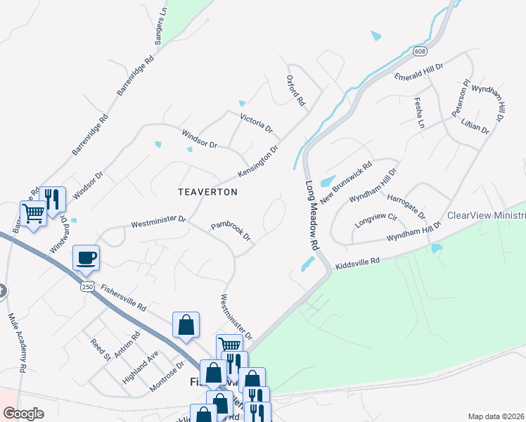 map of restaurants, bars, coffee shops, grocery stores, and more near 44 State Route 1370 in Fishersville