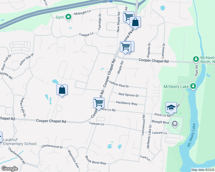 map of restaurants, bars, coffee shops, grocery stores, and more near 6117 Cooper Chapel Road in Louisville